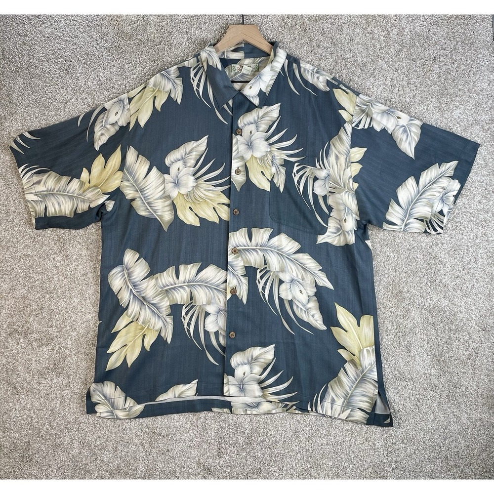 Tommy Bahama Shirt Men's XL Silk Short Sleeve Bambú Button Hawaiian